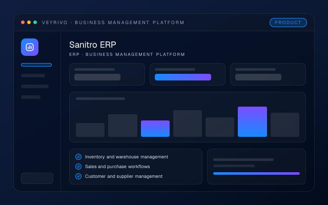 Abstract dashboard mockup for Sanitro ERP
