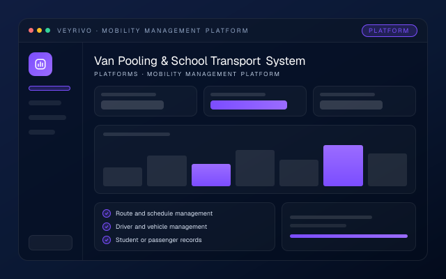 Abstract dashboard mockup for the Van Pooling & School Transport System