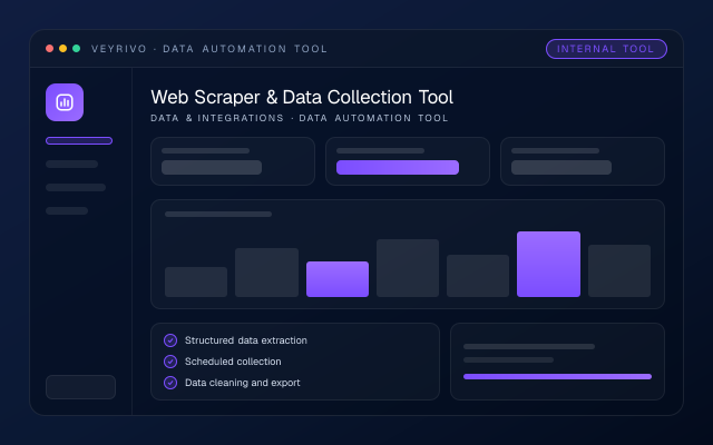 Abstract dashboard mockup for the Web Scraper & Data Collection Tool